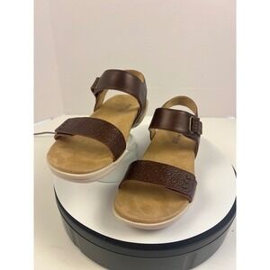 Halsa Dark Brown Leather adjustable Sandals Women's 6.5M Orthopedic Arch Support